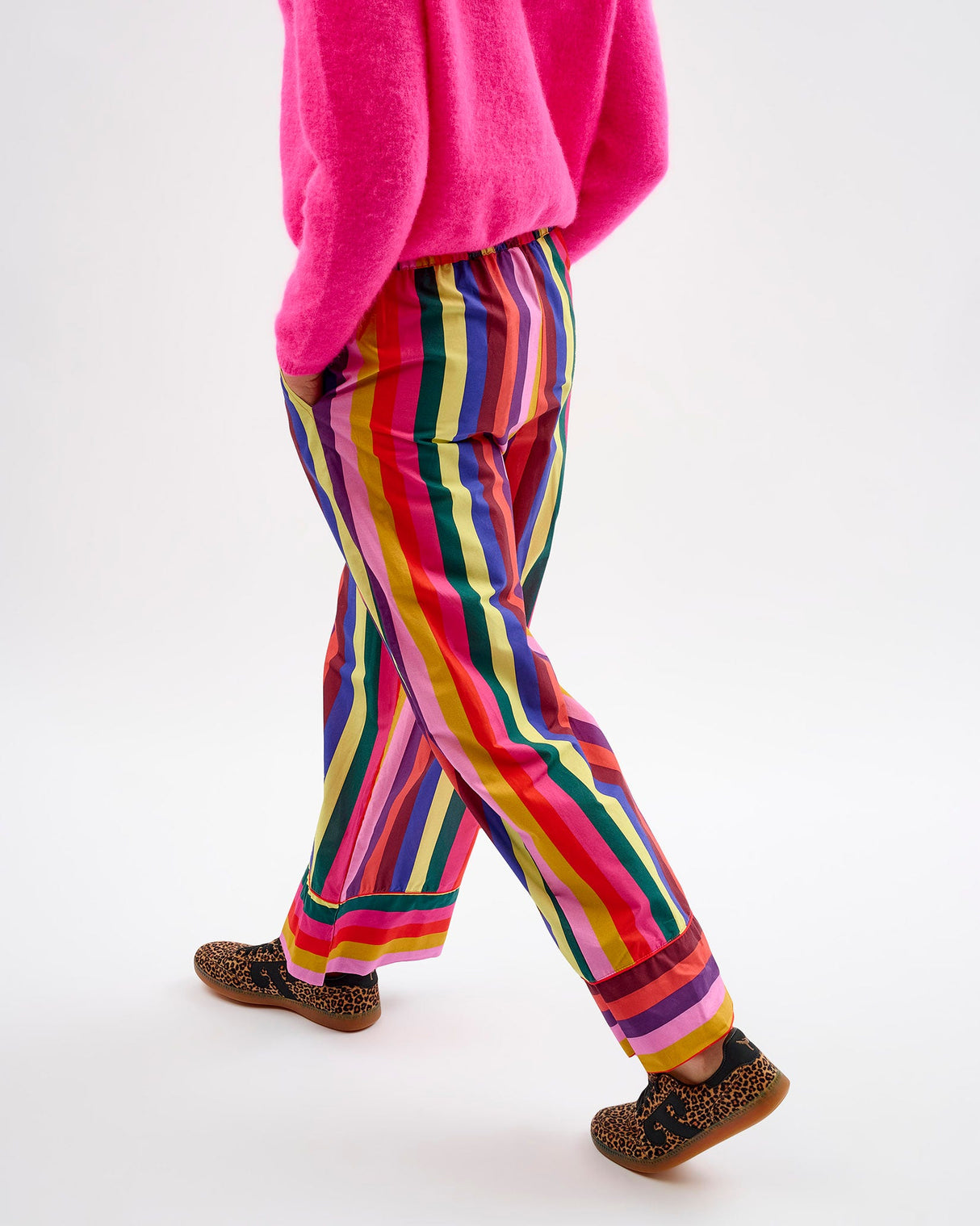 Multicolour Stripes Cotton Wide Leg Bottoms