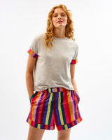 Multicolour Stripes Cotton Shorts