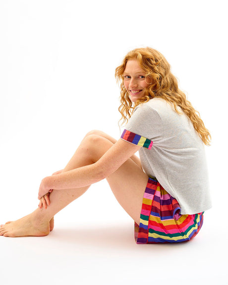 Multicolour-Stripes-Grey-Cotton-T-Shirt