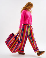 Multicolour Stripes Quilted Cotton Tote Bag