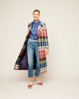 Multicolour Check Sky Lambswool Coat