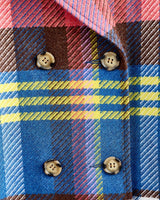 Multicolour Check Sky Lambswool Coat