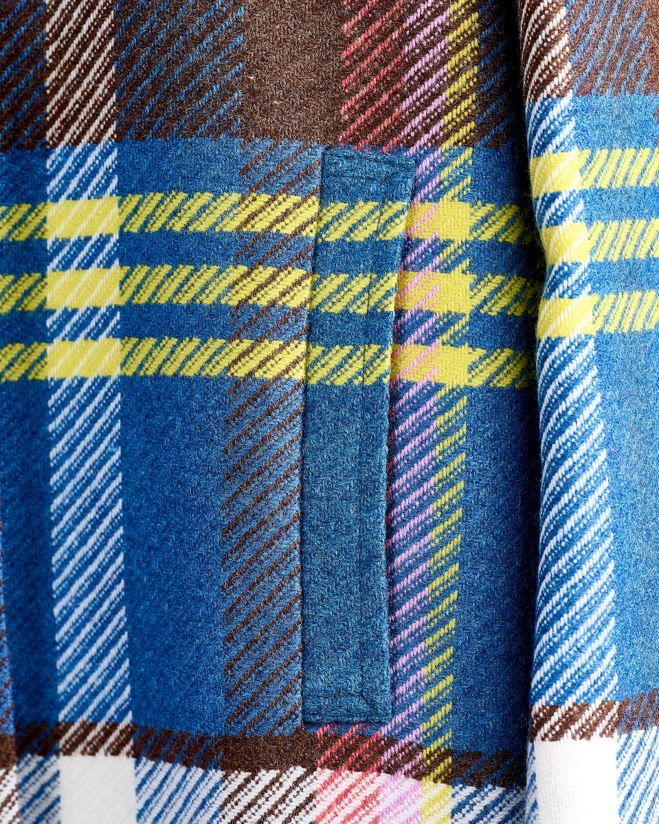 Multicolour Check Sky Lambswool Coat