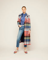 Multicolour Check Sky Lambswool Coat