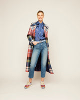 Multicolour Check Sky Lambswool Coat