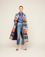 Multicolour Check Sky Lambswool Coat