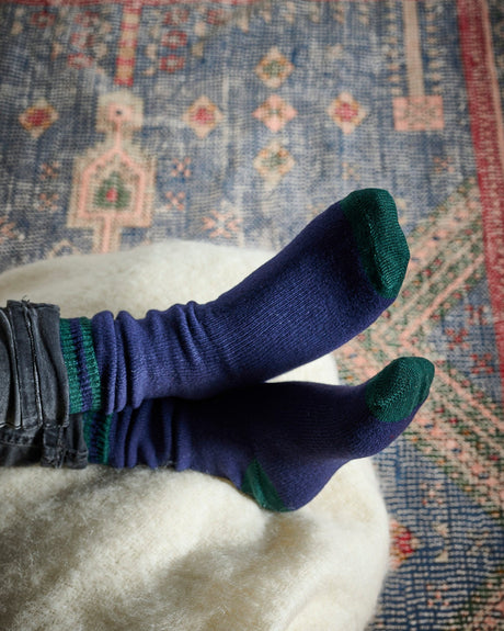 Navy & Green Cashmere Blend Men's Socks