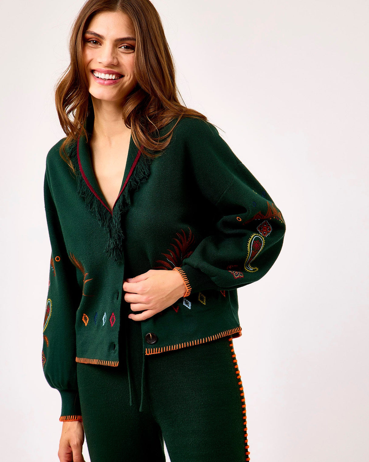 Bottle-Green-Embroidered-Safari-Cardigan