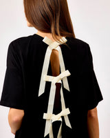 Black & White Ribbon Open Back T-Shirt