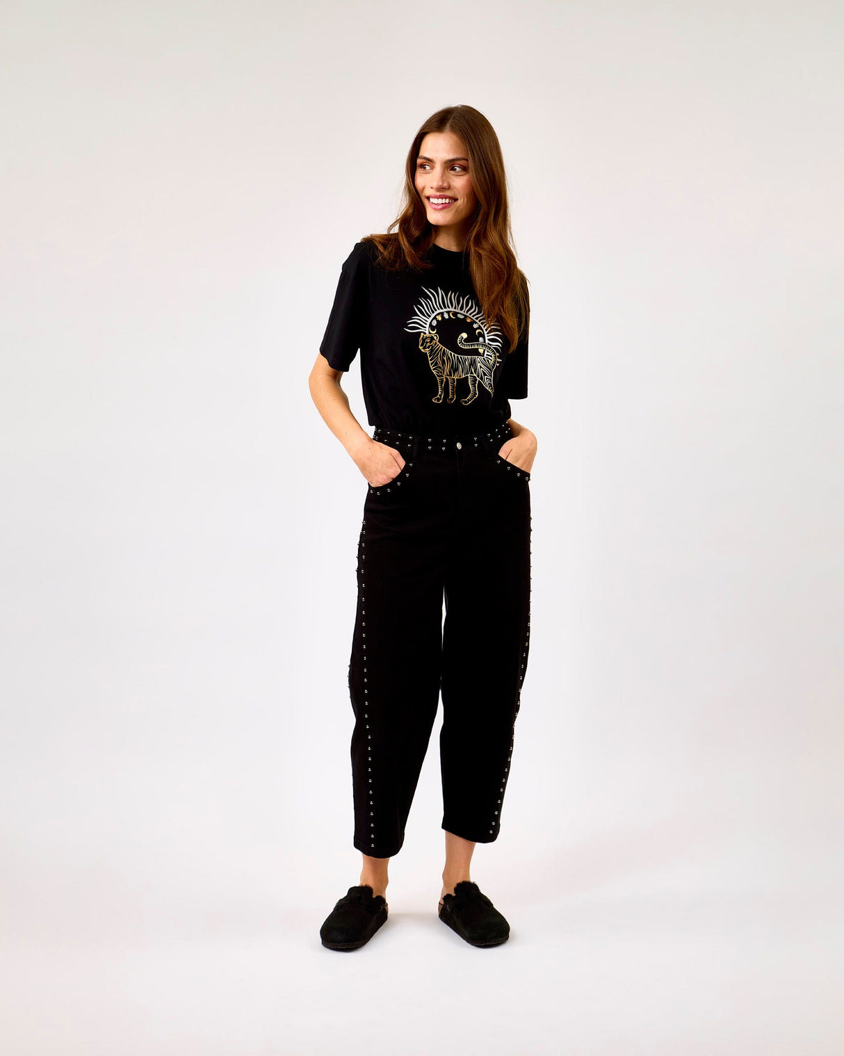 Black-Denim-Studded-Barrel-Jeans