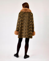 Leopard Print & Faux Fur Trim Coat