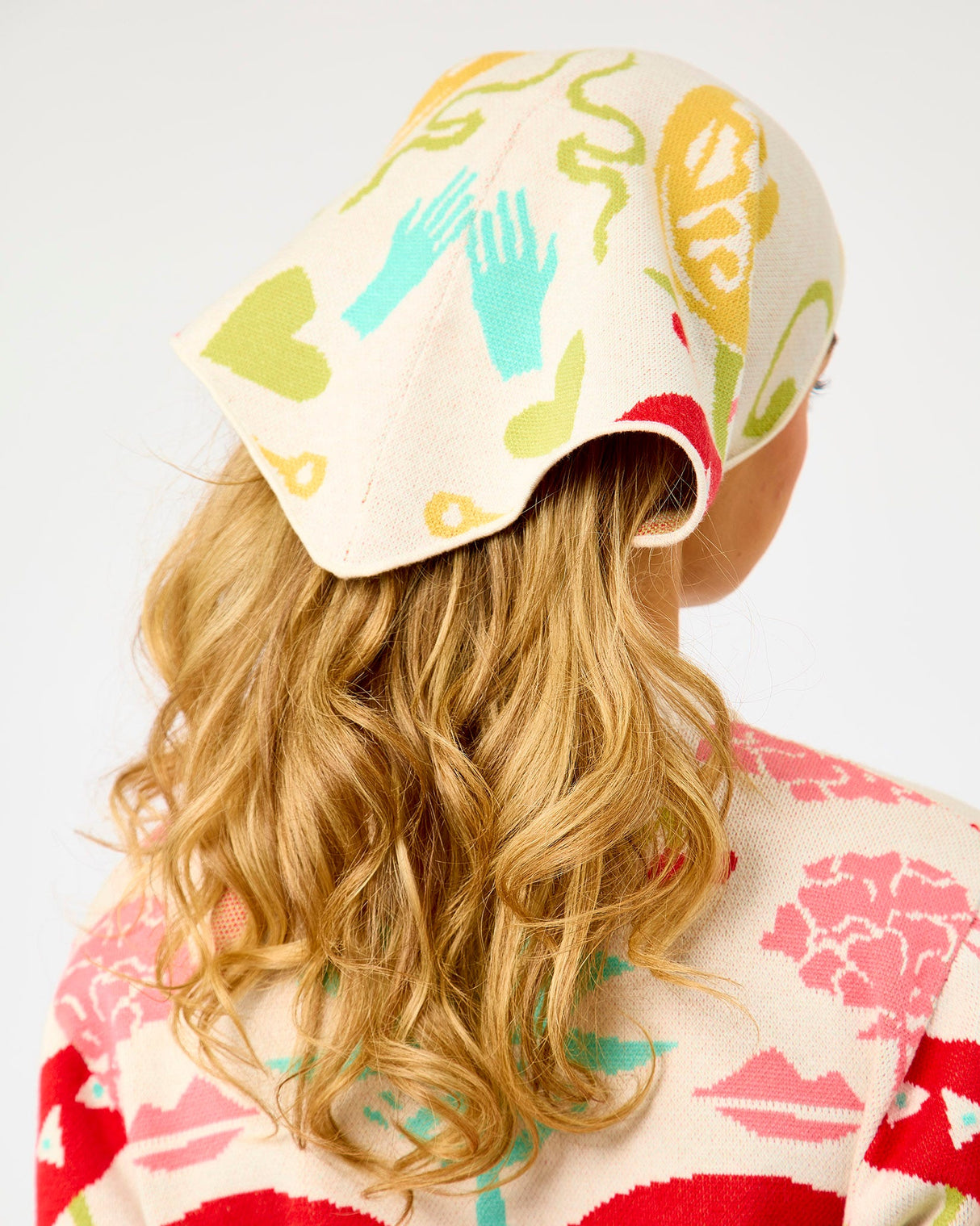 Cream Amara Printed Knit Scarf
