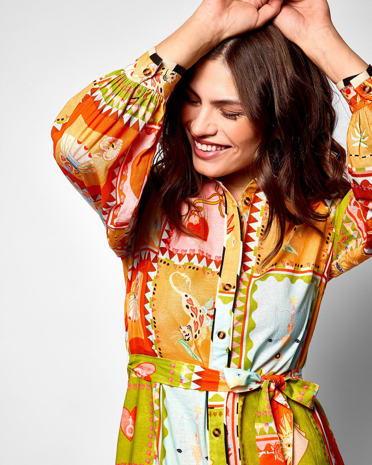 Multicolour Sóller Midi Shirt Dress