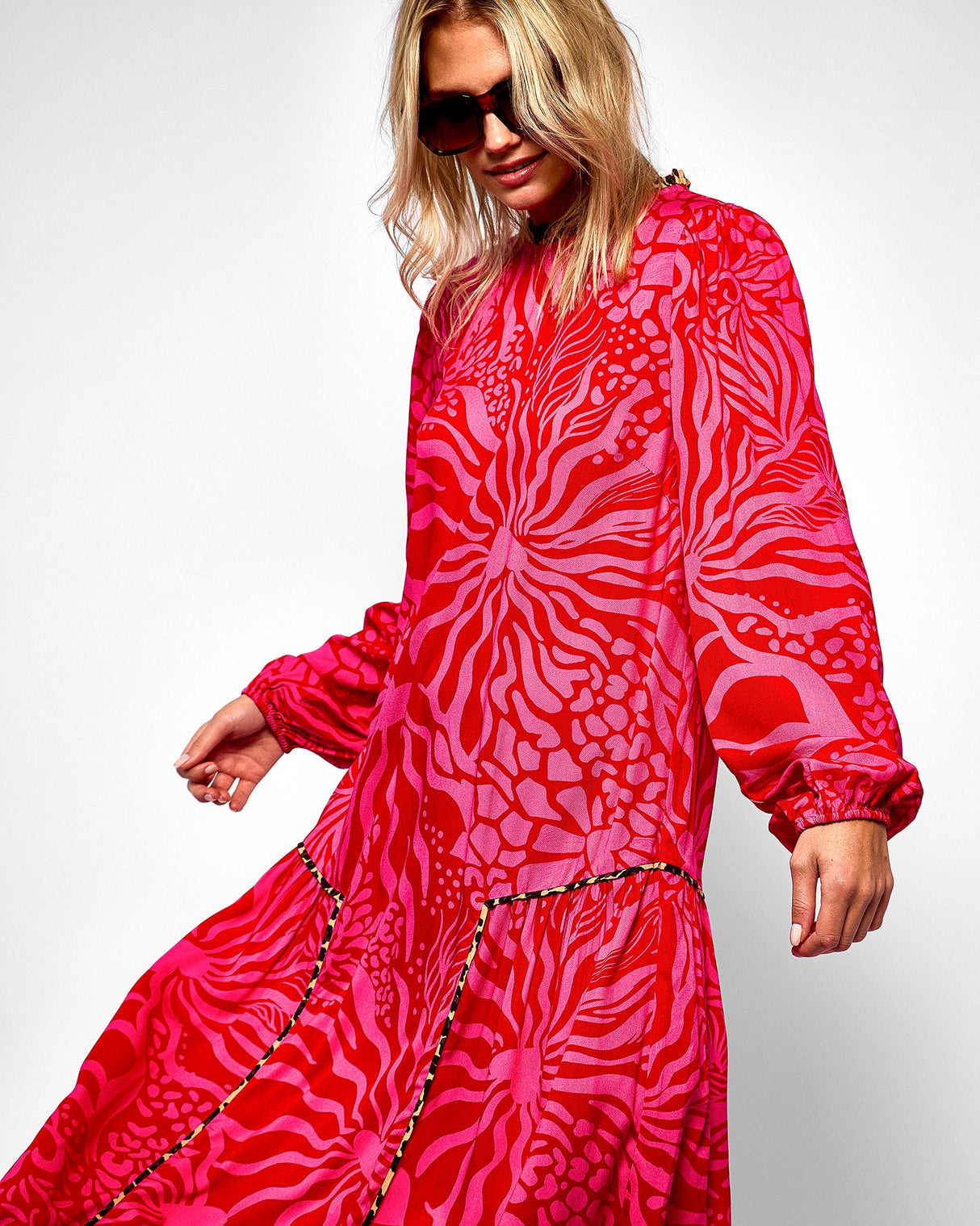 Pink-Olive-Animal-Print-Dress