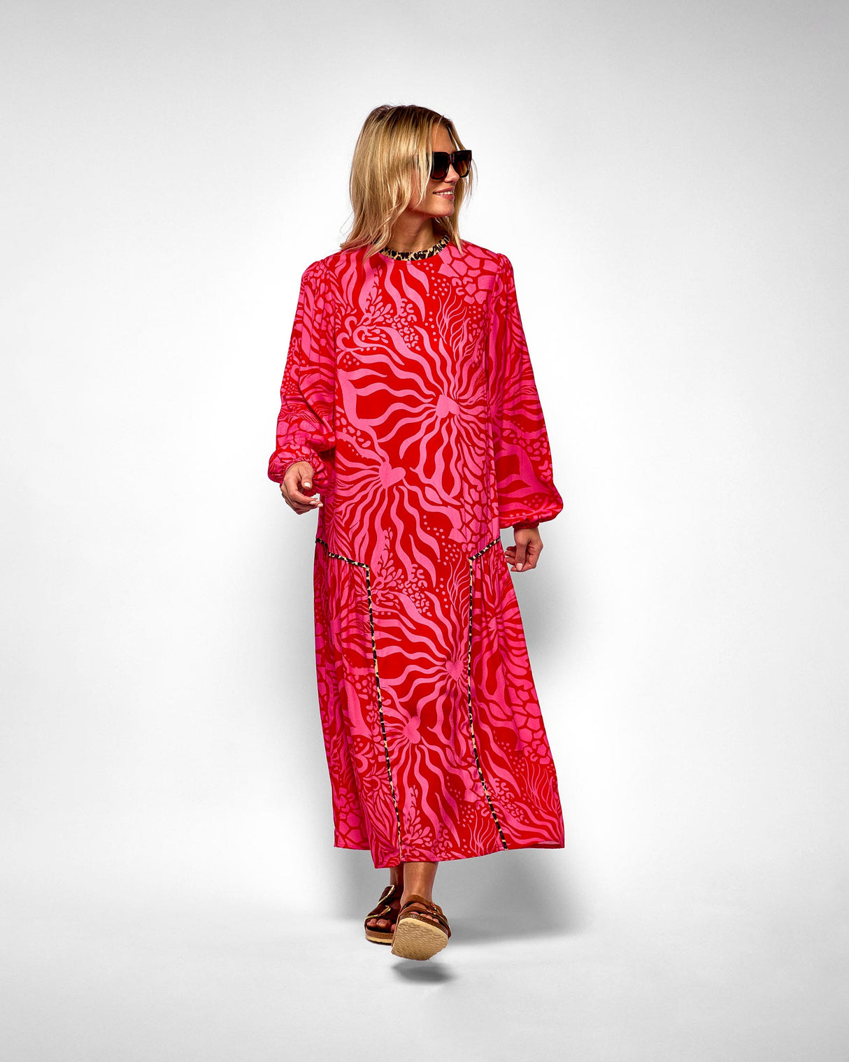 Pink-Olive-Animal-Print-Dress