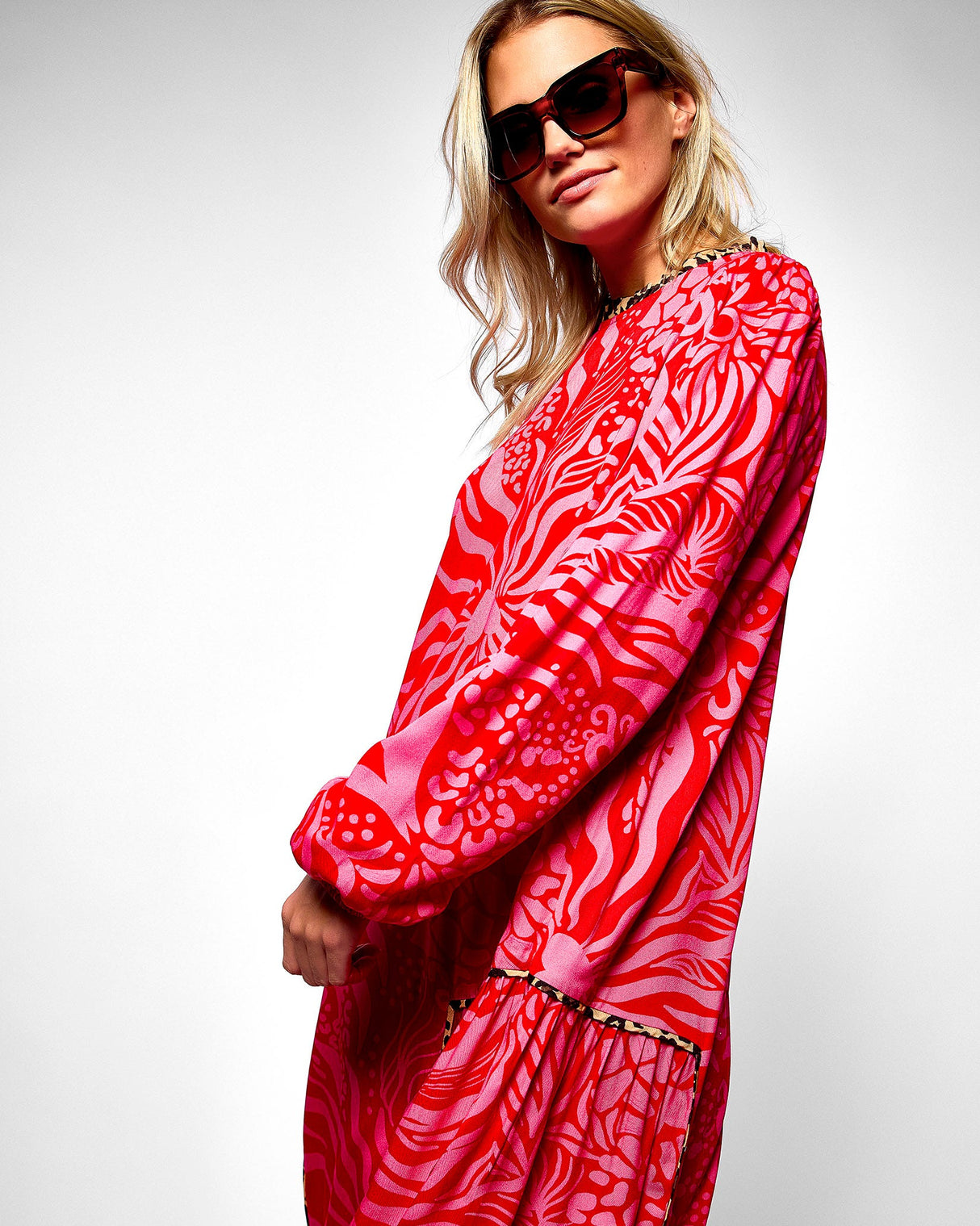 Pink Olive & Animal Print Dress