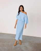 Blue-Tilly-Metallic-Print-Dress