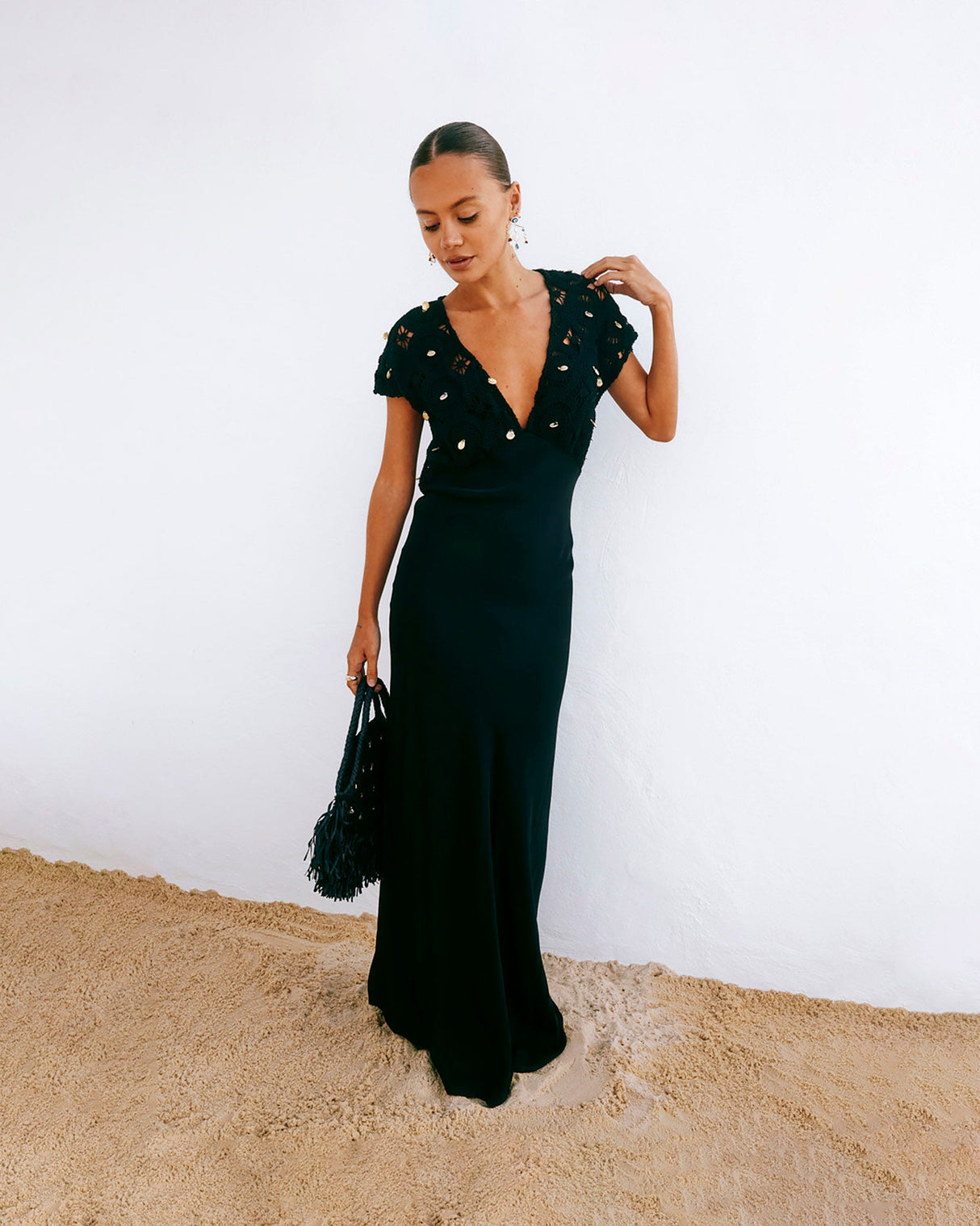 Black-Elodie-Crochet-Shell-Dress