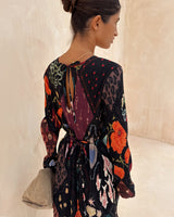 Multicolour-Night-Garden-Gaia-Plisse-Dress