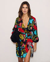 Black Amara Vienna Printed Mini Dress