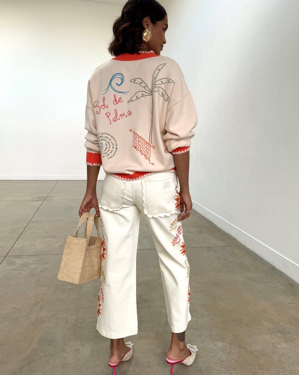 Cream & Red Sol De Palma Cardigan