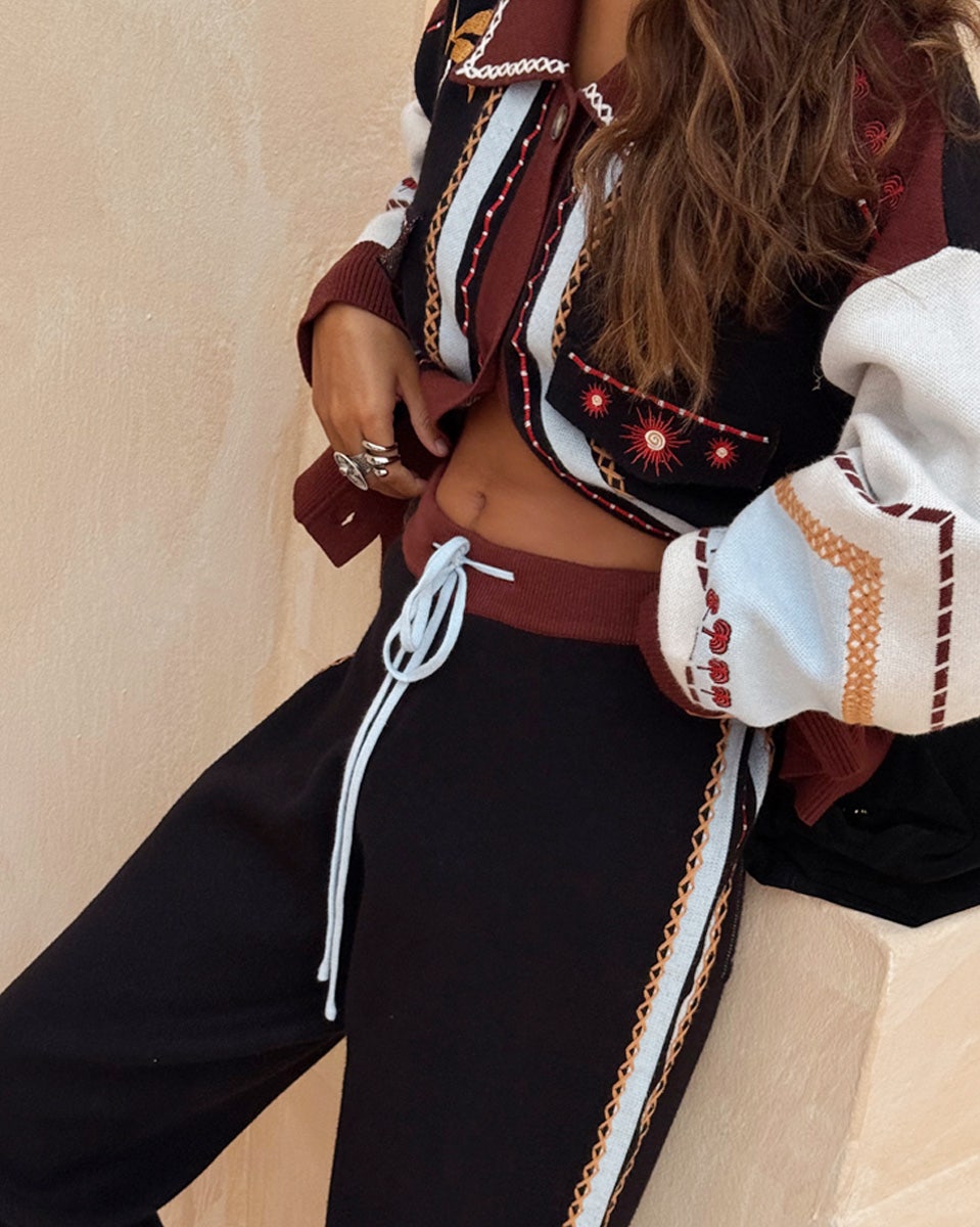 Multicolour Geometric Embroidered Cardigan