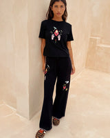 Black Night Garden Knit Joggers