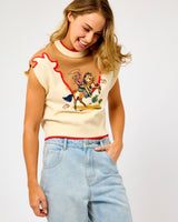 Brown & Cream Ro Cowgirl Knitted Tank Top