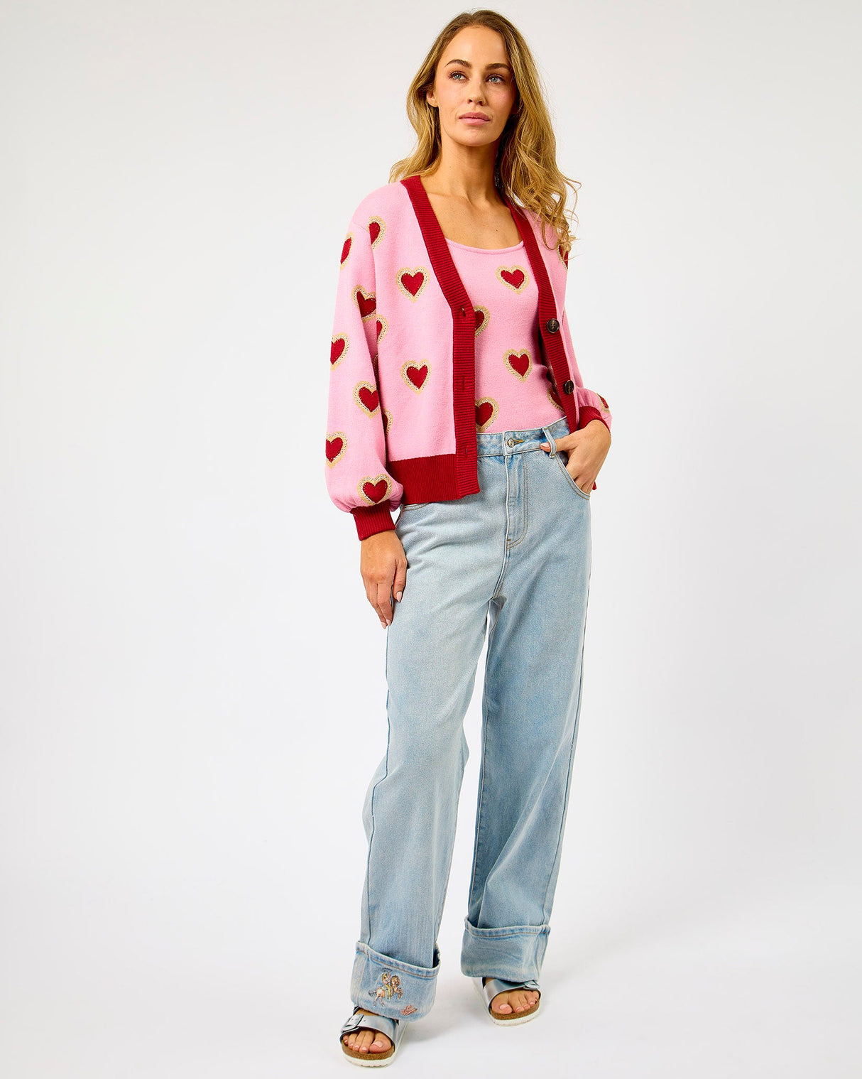 Pink & Red Hearts Cardigan