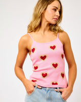 Pink Hearts Knit Tank Top