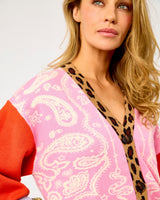 Multicolour Splice Bandana Printed Cardigan