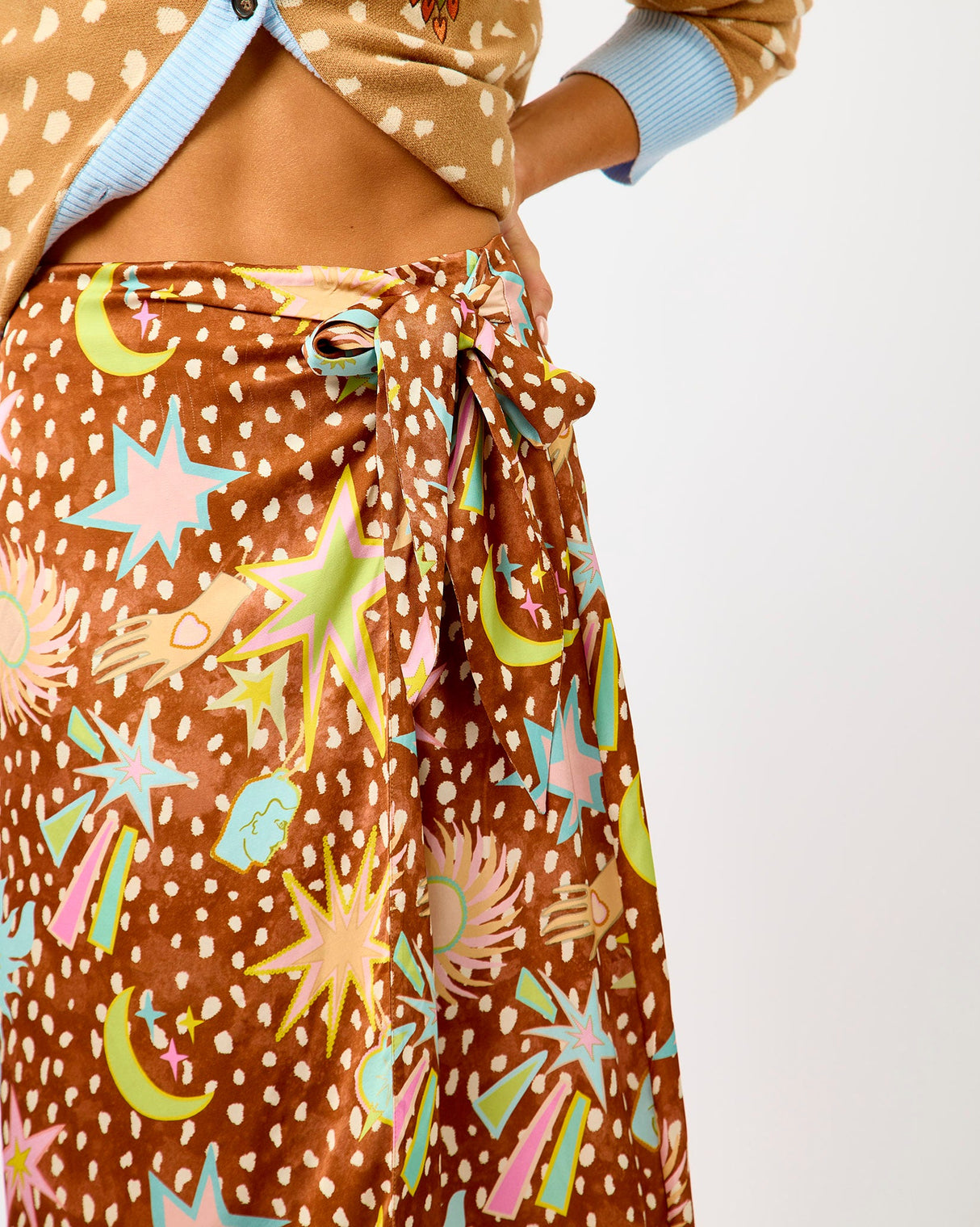 Brown Fawn Star Tulip Jaspre Wrap Skirt