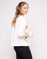 White Mystical Embroidered Tie Shirt