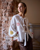 White Mystical Embroidered Tie Shirt