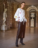 White Mystical Embroidered Tie Shirt