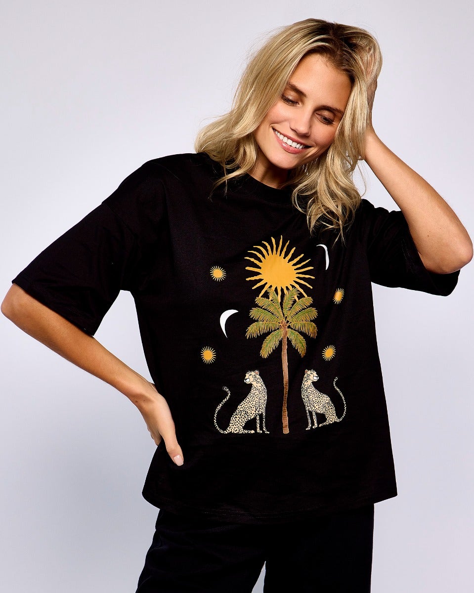 Black Running Wild Print T-Shirt