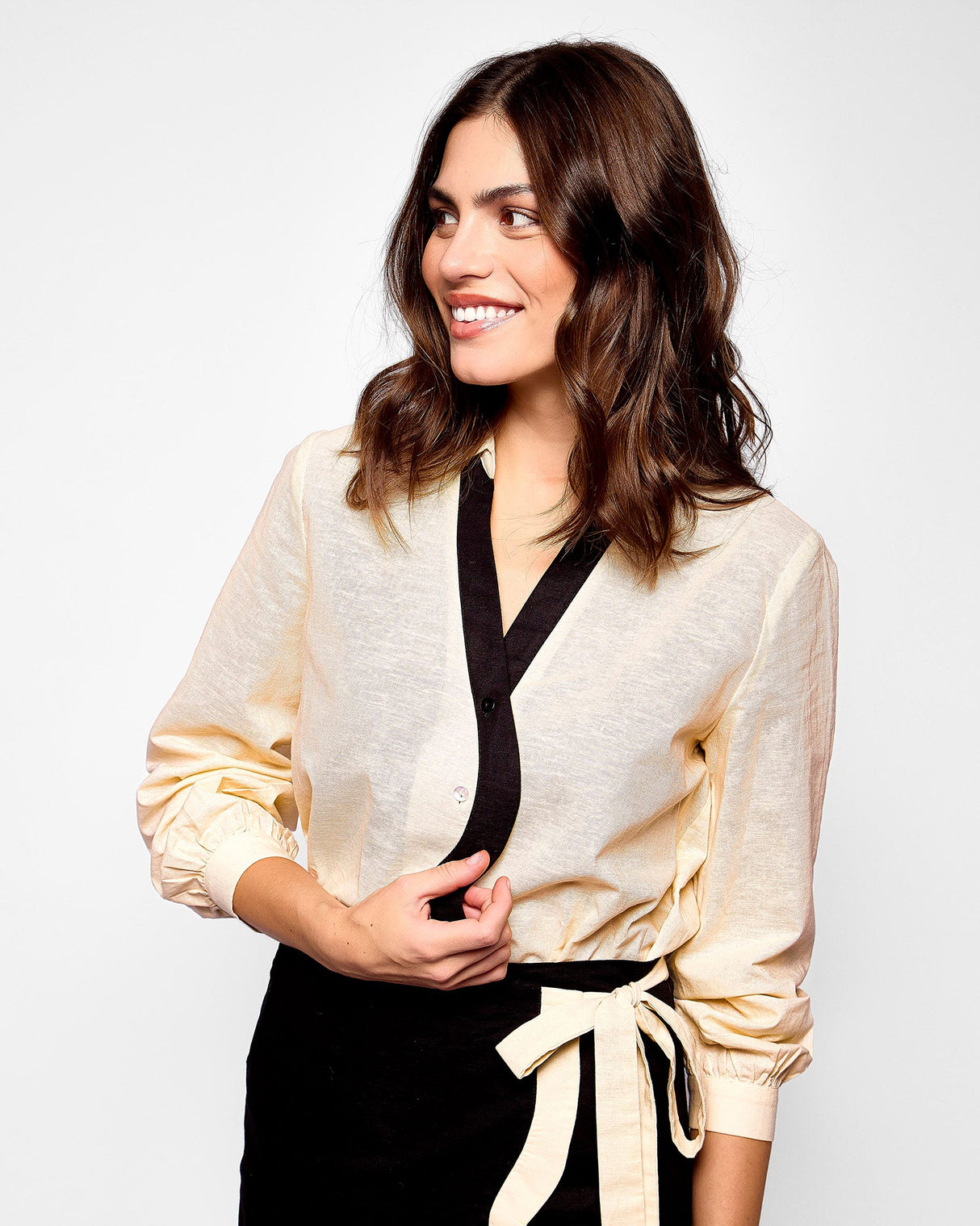 Cream-Black-Miley-Wrap-Shirt