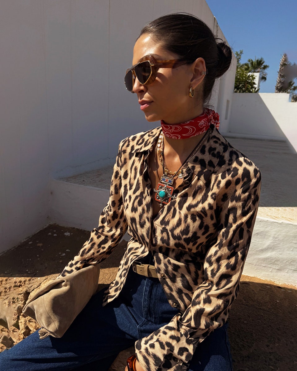 Leopard Print Wide Cuff Shirt