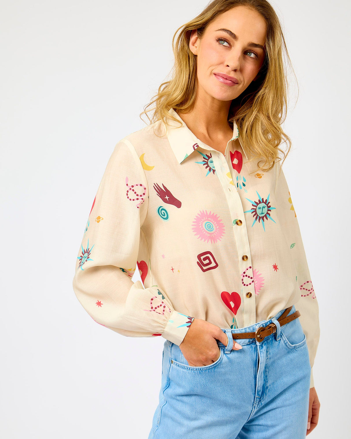 Cream-Zoe-Printed-Shirt