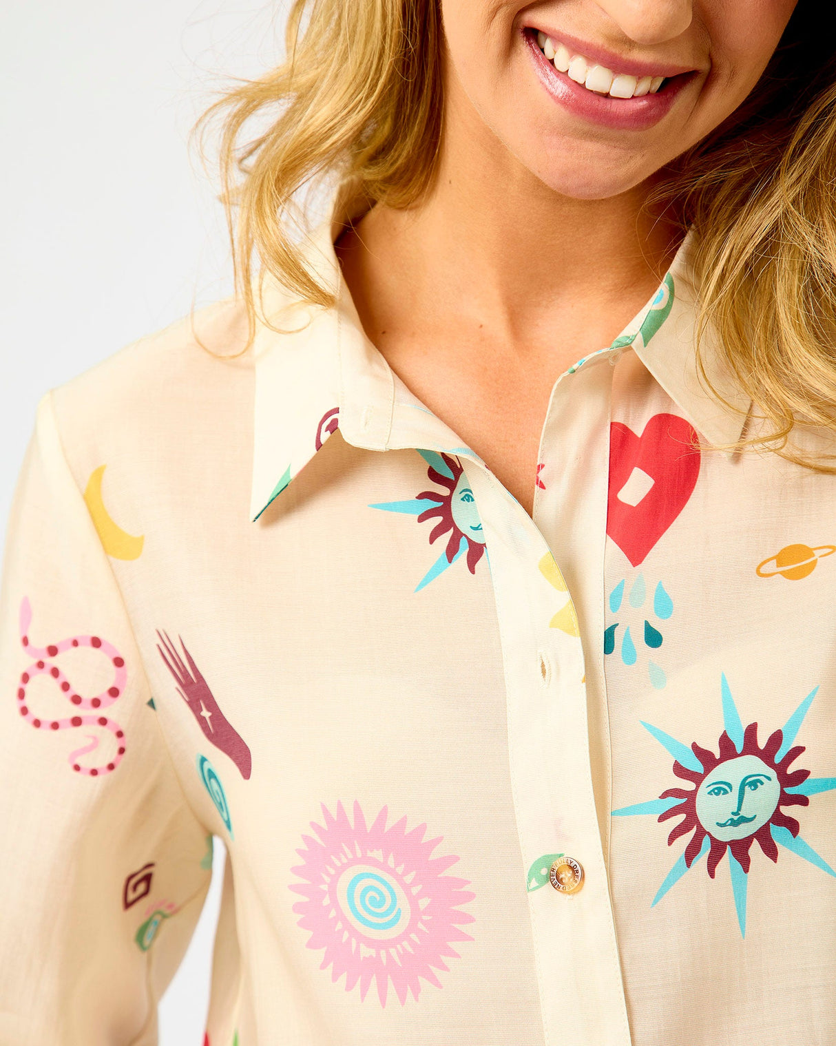 Cream Zoe Printed Shirt