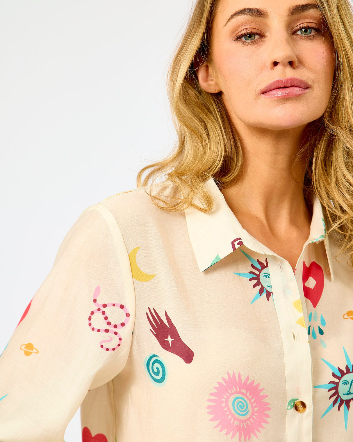 Cream Zoe Printed Shirt