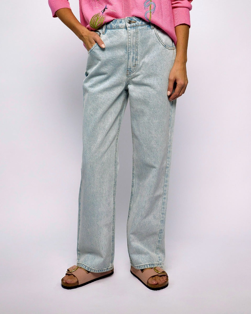 Blue Denim Scallop Detail Jeans