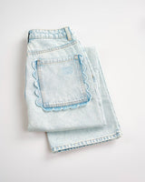 Blue Denim Scallop Detail Jeans
