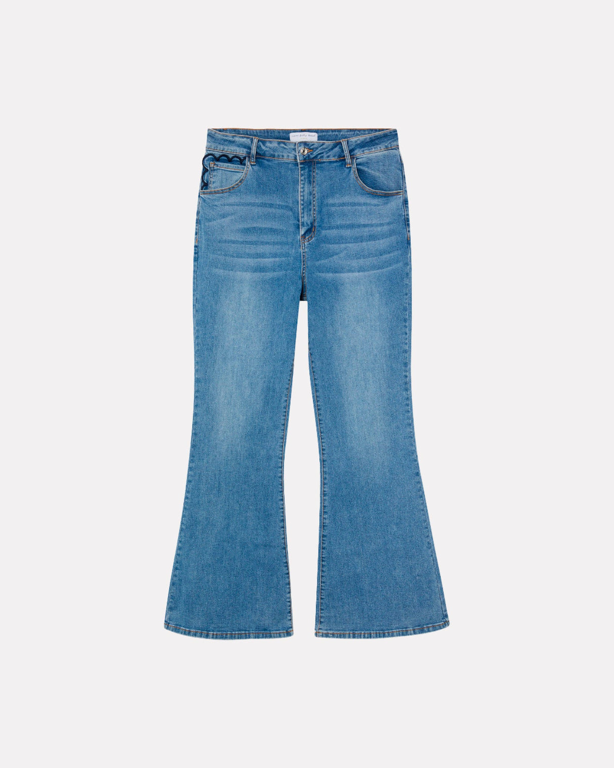 Blue Wash Flare Scallop Jeans