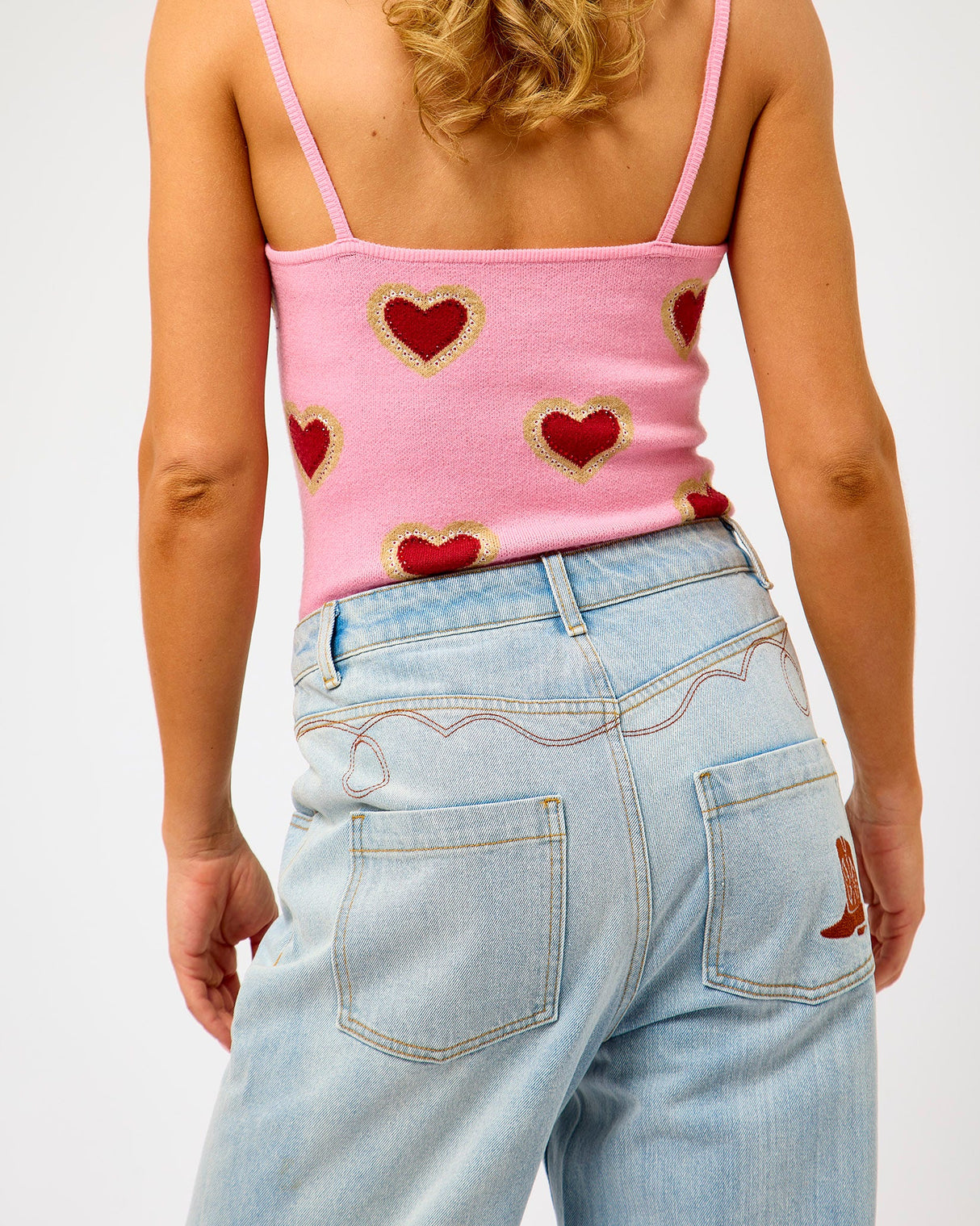 Blue Light Wash Cowboy Turn Up Jeans