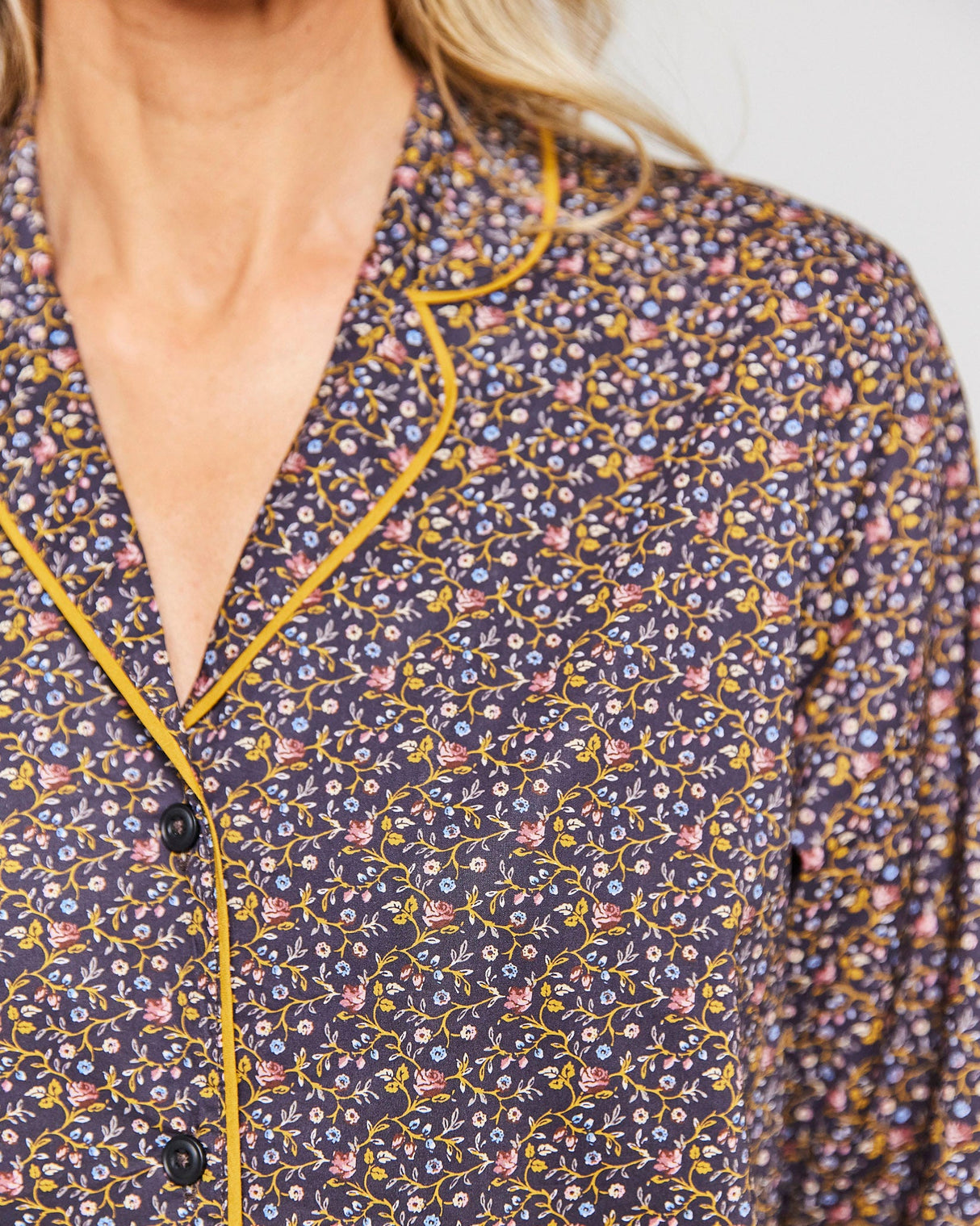 Navy Night Garden Cotton Pyjama Set
