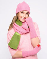 Nougat Pink & Tartan Lambswool Fingerless Mittens