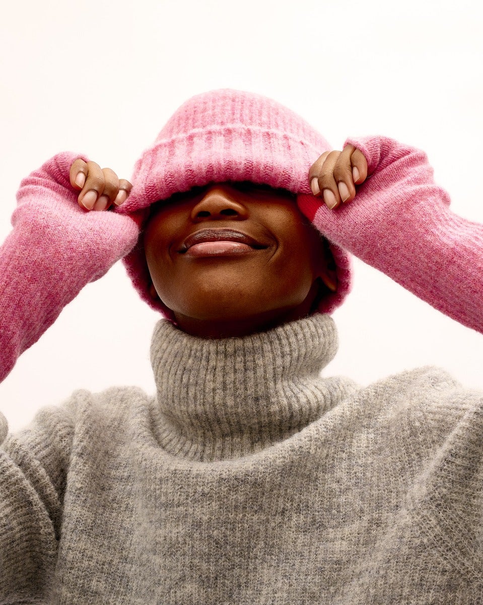 Nougat Pink Brushed Lambswool Rona Hat
