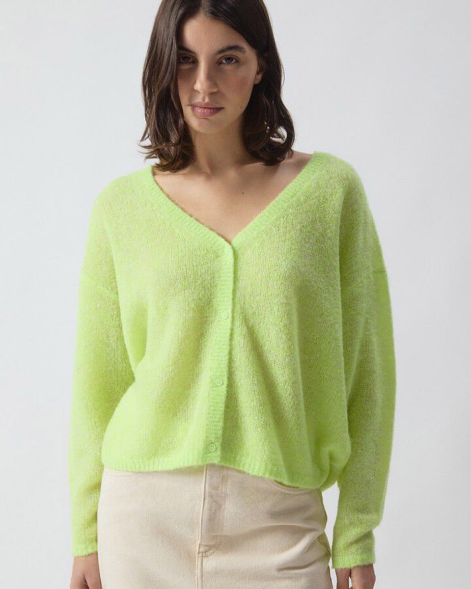 Neon Lemon Heather Nuggy Cardigan