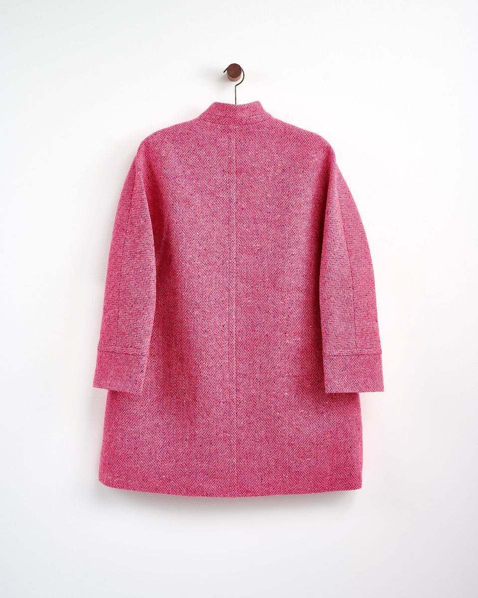 Raspberry Oak Donegal Wool Coat